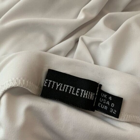 Pretty Little Thing Women's Midi Dress Tube Ruched Side Strapless White Draped - Picture 8 of 12